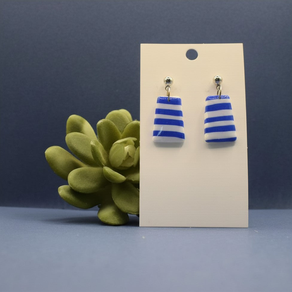 Deckchair Stripes Chunky Tapered Rectangle Dangle Earrings