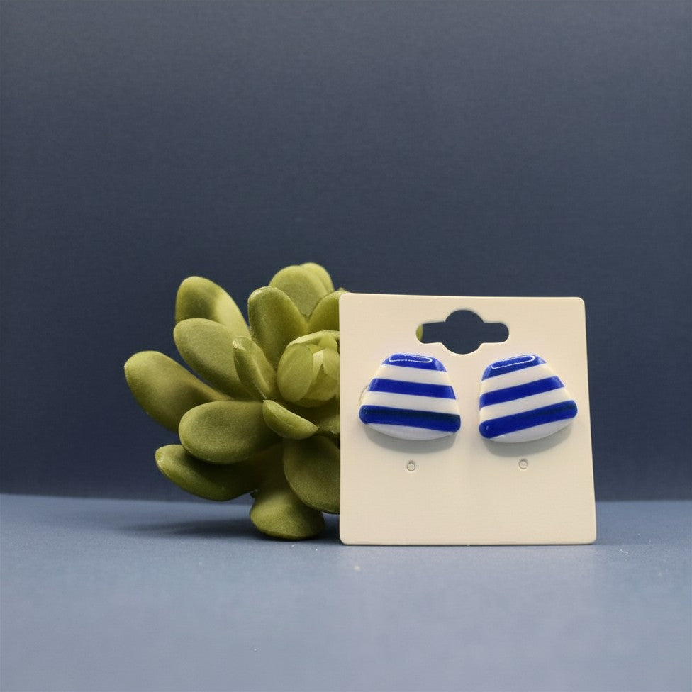 Deckchair Stripes Chunky Rectangle Stud Earrings