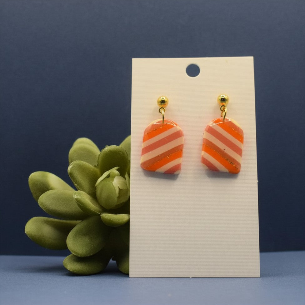 Candy Stripes Arch Earrings - Pink