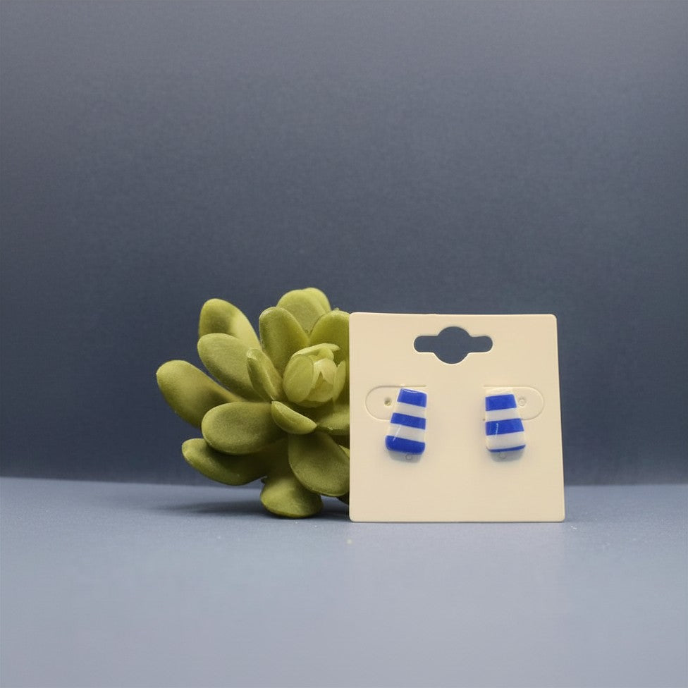Deckchair Stripes Chunky Tapered Rectangle Stud Earrings