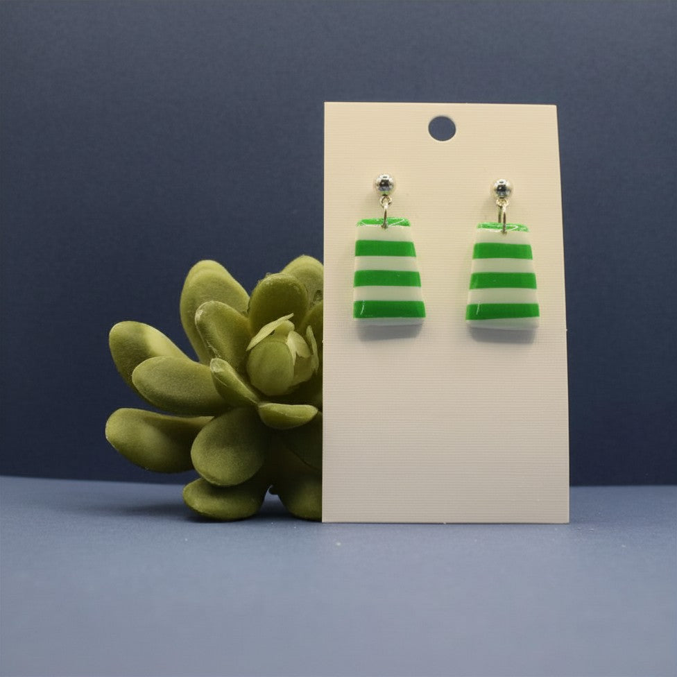 Deckchair Stripes Chunky Tapered Rectangle Dangle Earrings