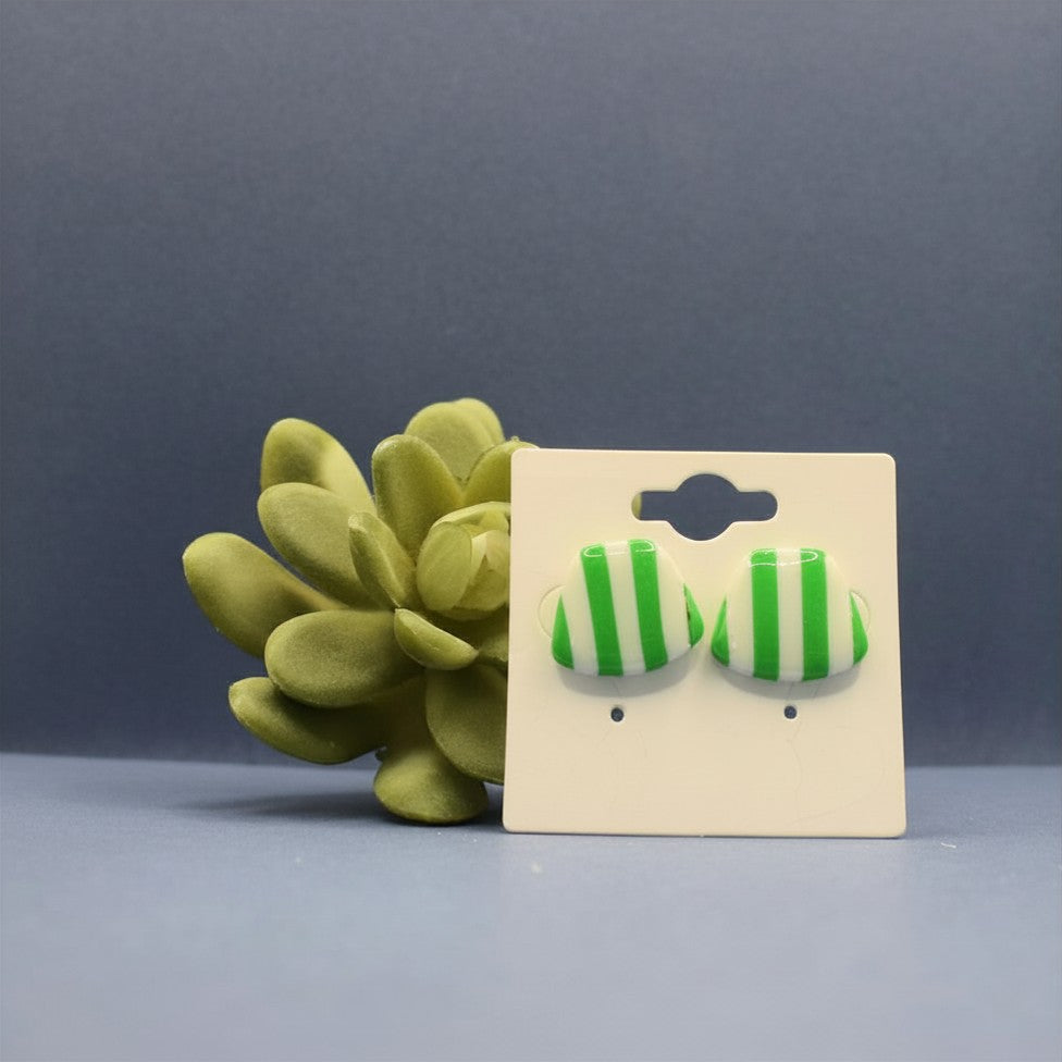 Deckchair Stripes Chunky Rectangle Stud Earrings