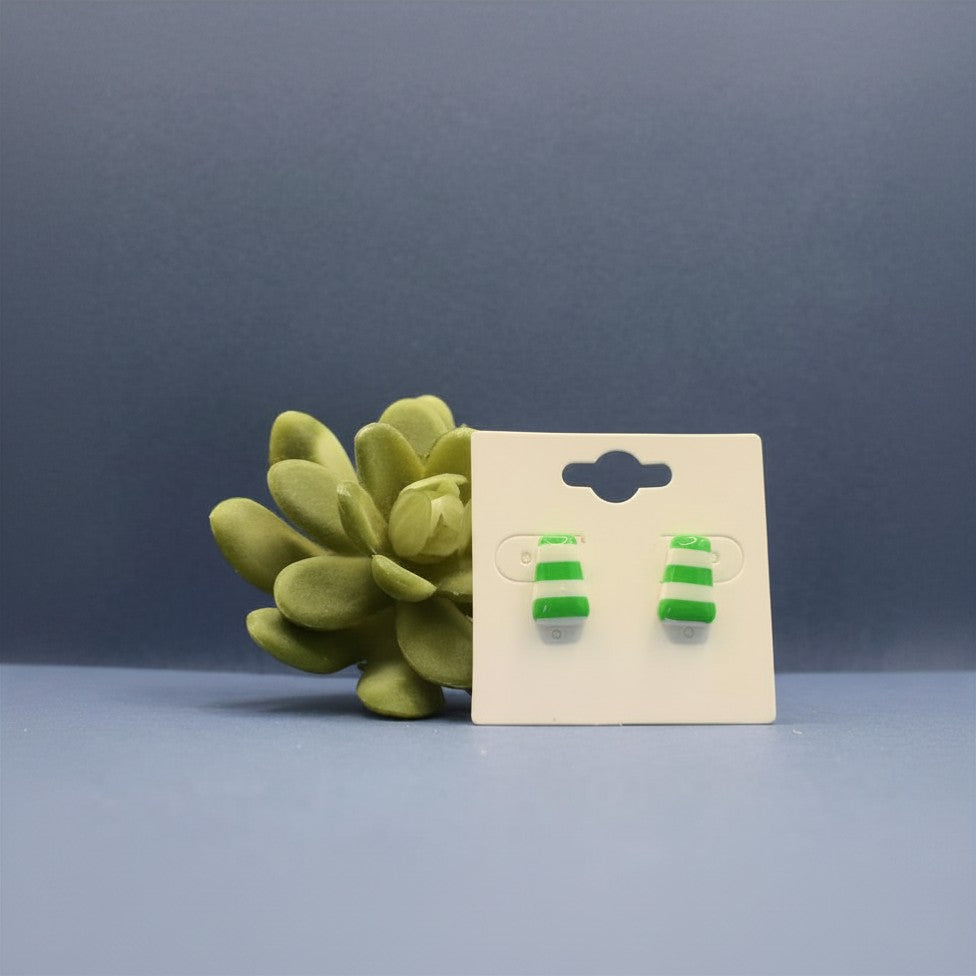 Deckchair Stripes Chunky Tapered Rectangle Stud Earrings
