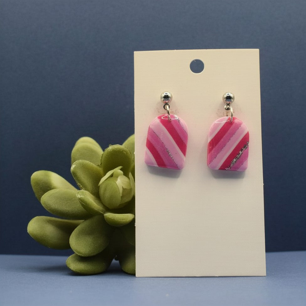 Candy Stripes Arch Earrings - Orange