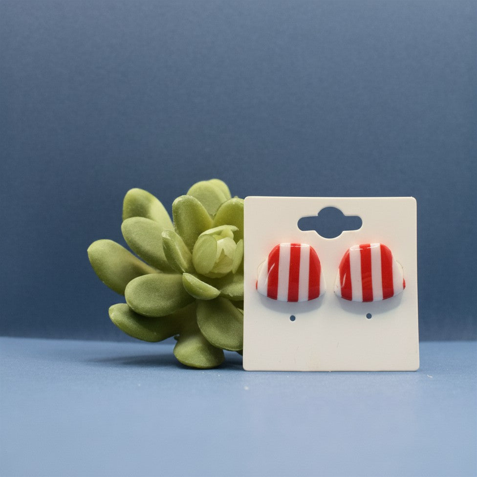 Deckchair Stripes Chunky Rectangle Stud Earrings