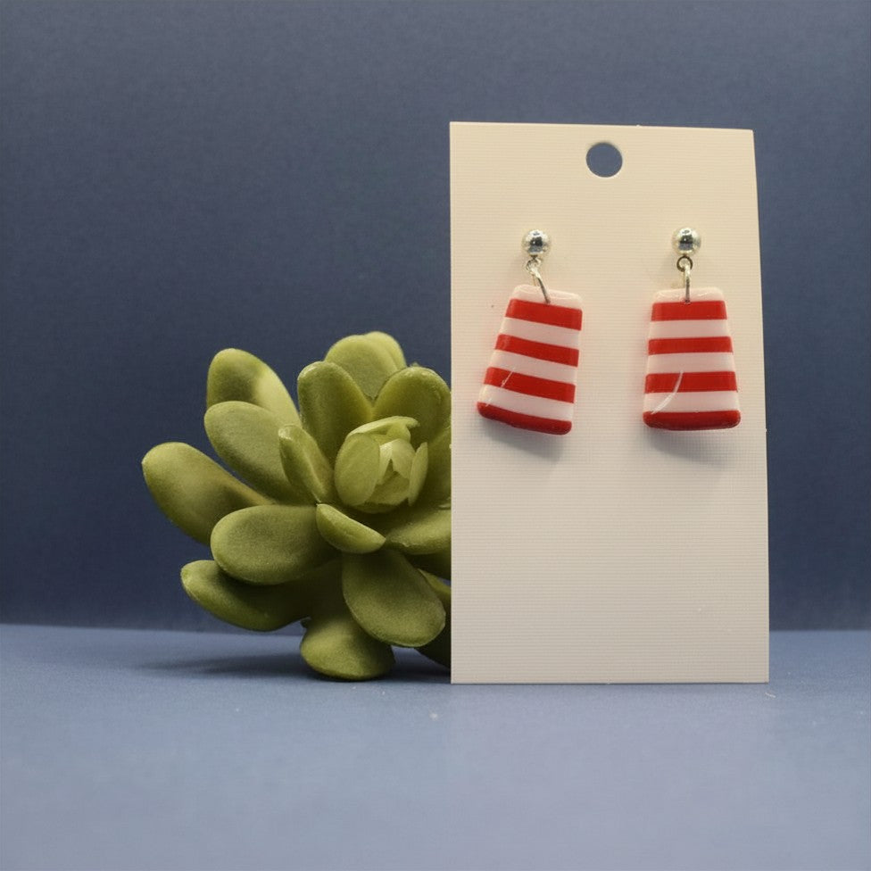 Deckchair Stripes Chunky Tapered Rectangle Dangle Earrings