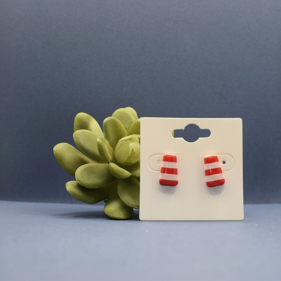 Deckchair Stripes Chunky Tapered Rectangle Stud Earrings