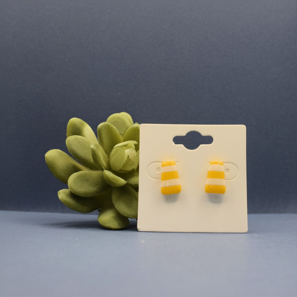Deckchair Stripes Chunky Tapered Rectangle Stud Earrings