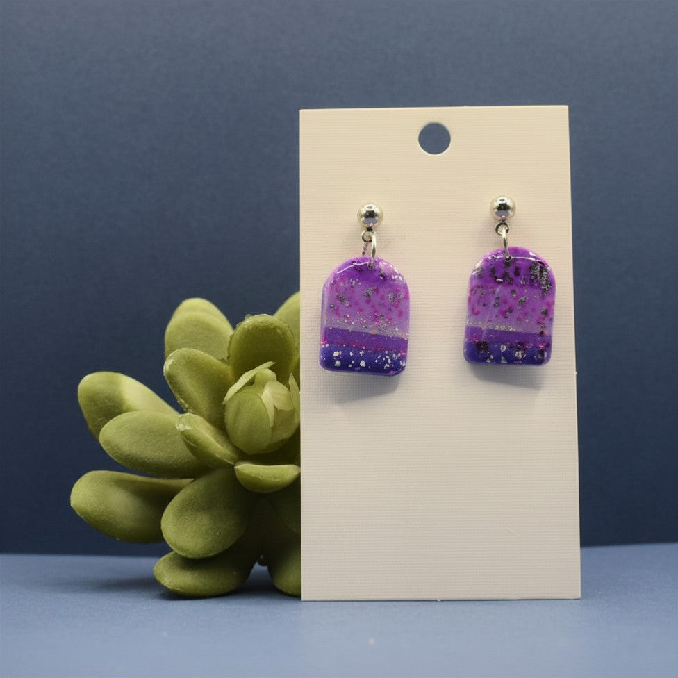 Candy Stripes Arch Earrings - Purple