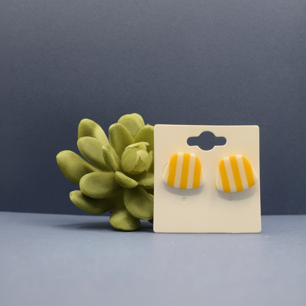 Deckchair Stripes Chunky Rectangle Stud Earrings