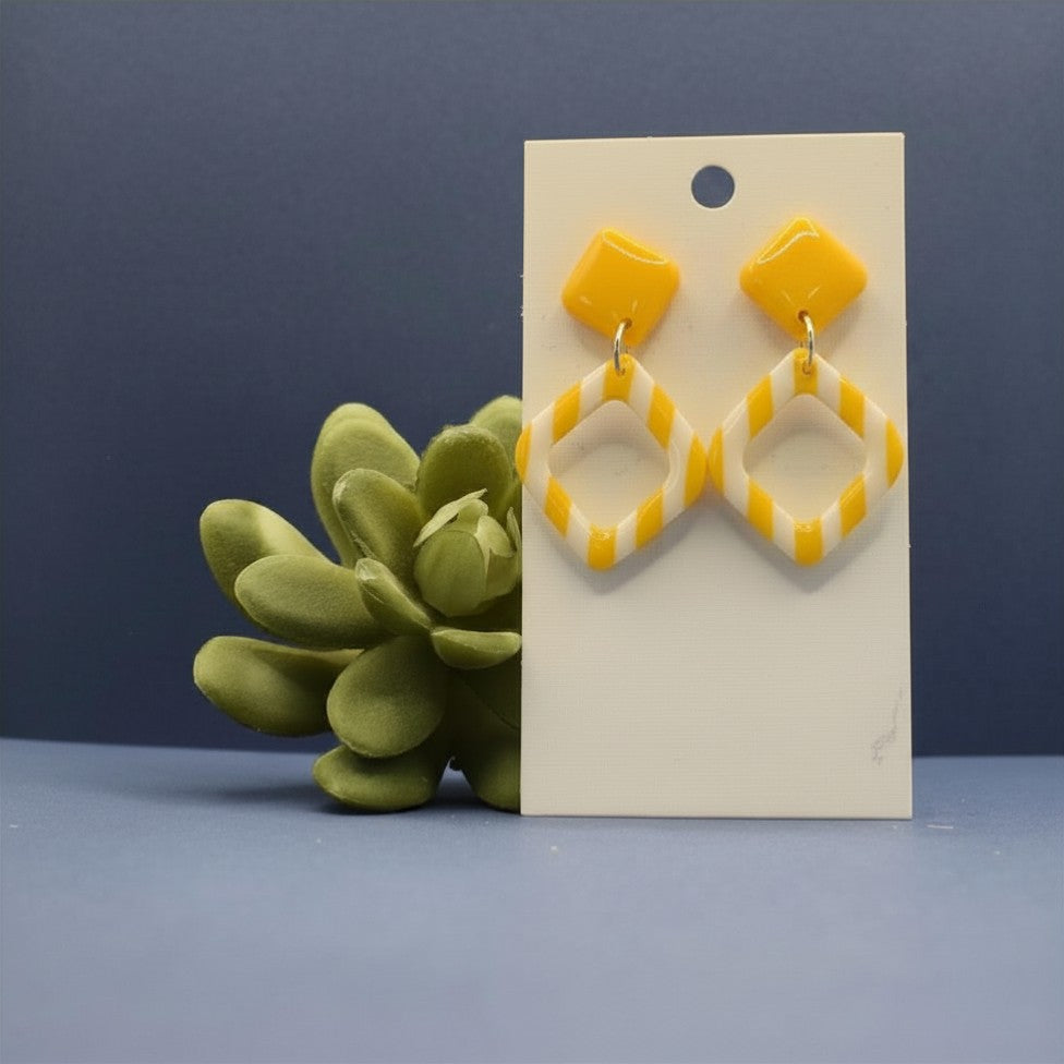Deckchair Stripes Open Diamond Dangle Earrings