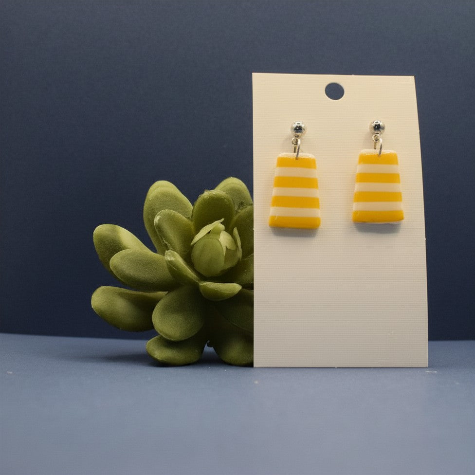 Deckchair Stripes Chunky Tapered Rectangle Dangle Earrings