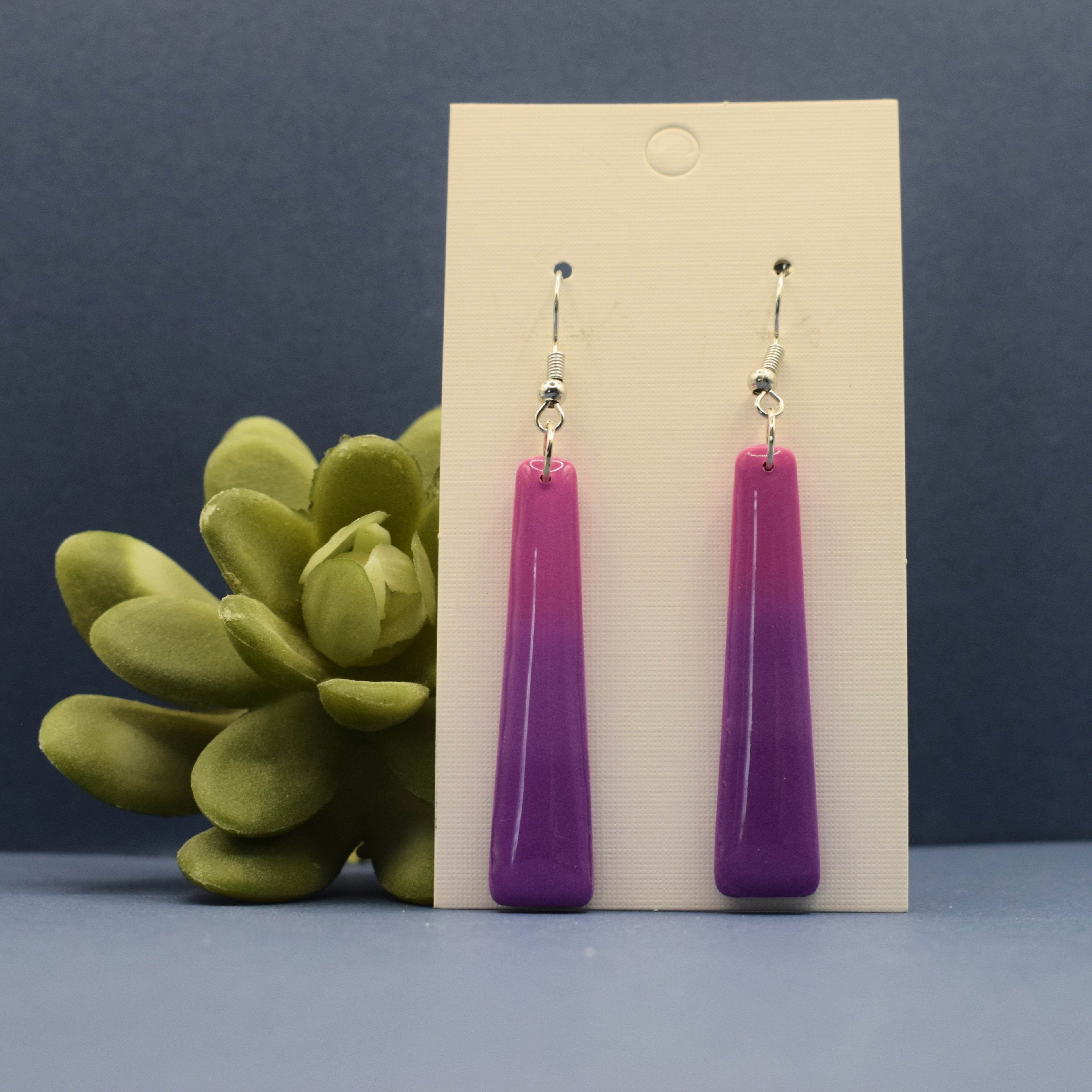 Ombré Long Tapered Bar Dangle Earrings