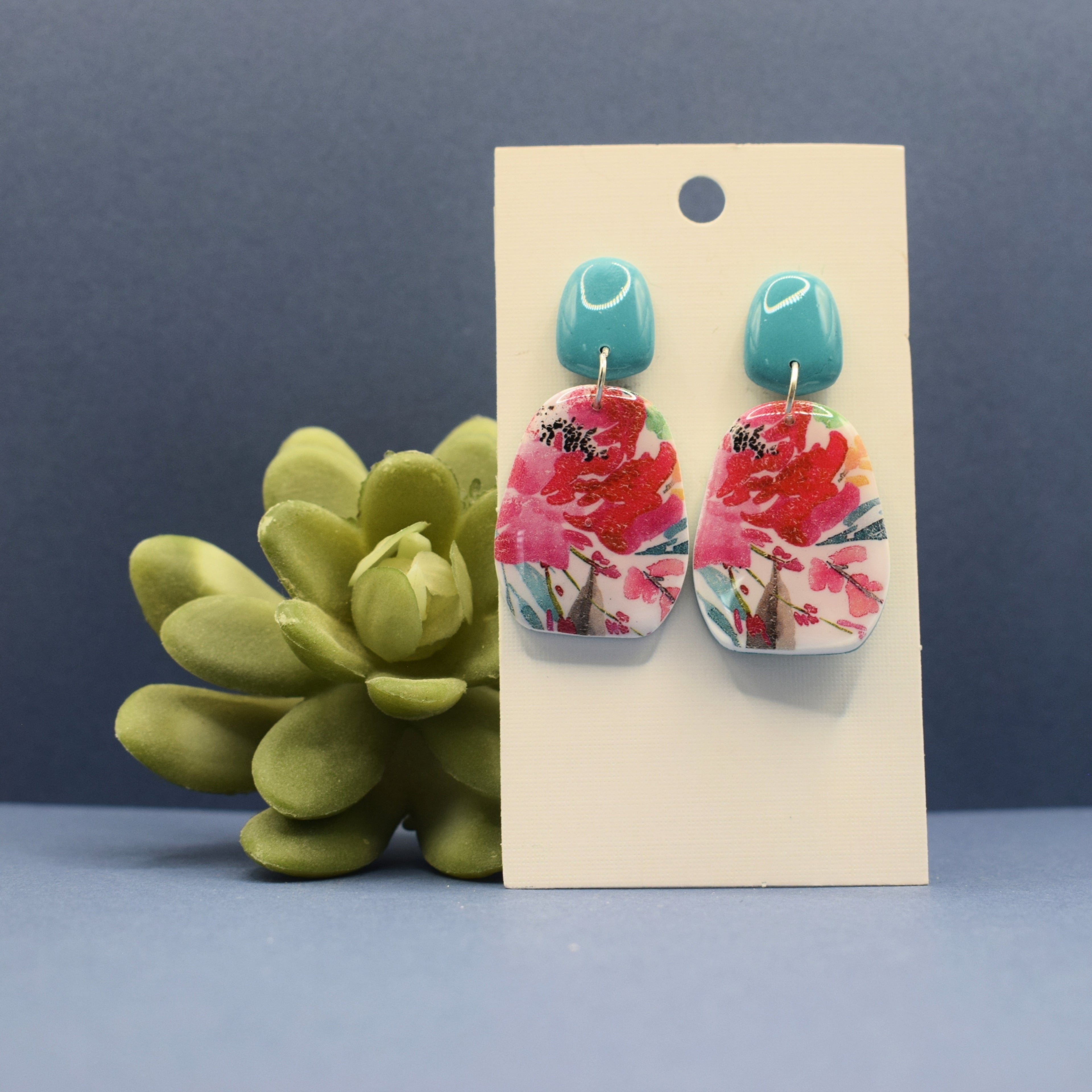 Organic Floral Polymer Clay Earrings