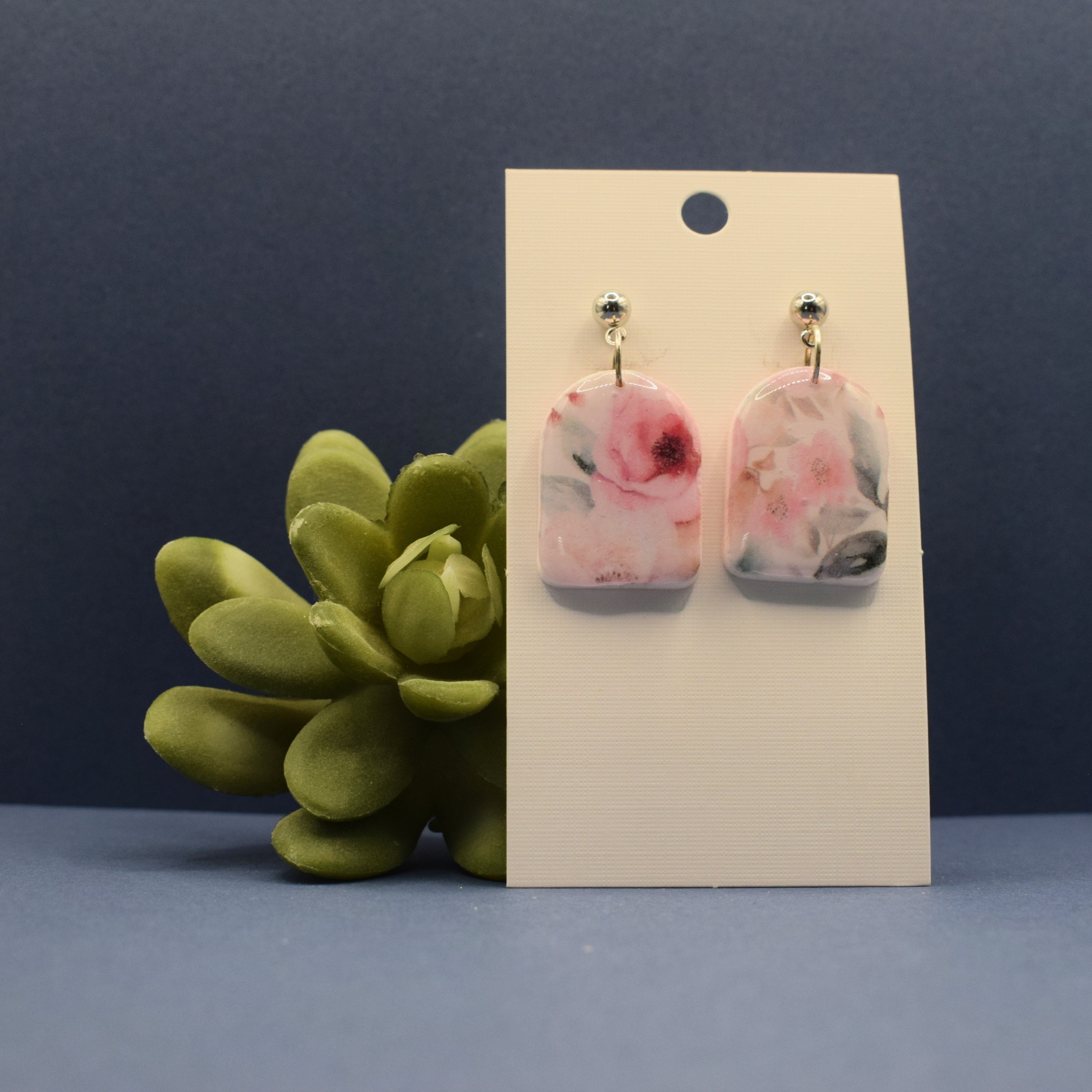 Small Arch Floral Polymer Clay Earrings