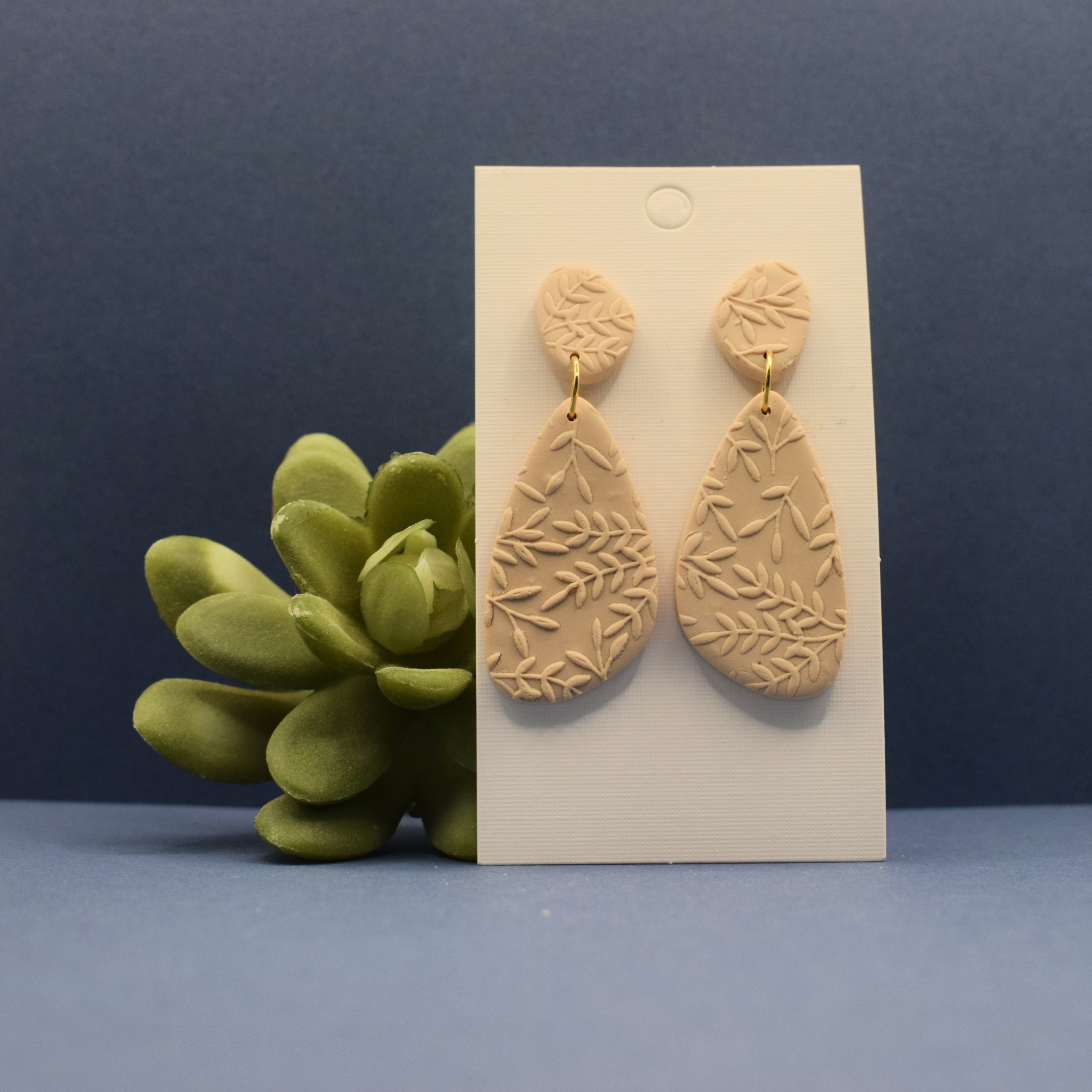 Botanical Pebble Polymer Clay Earrings