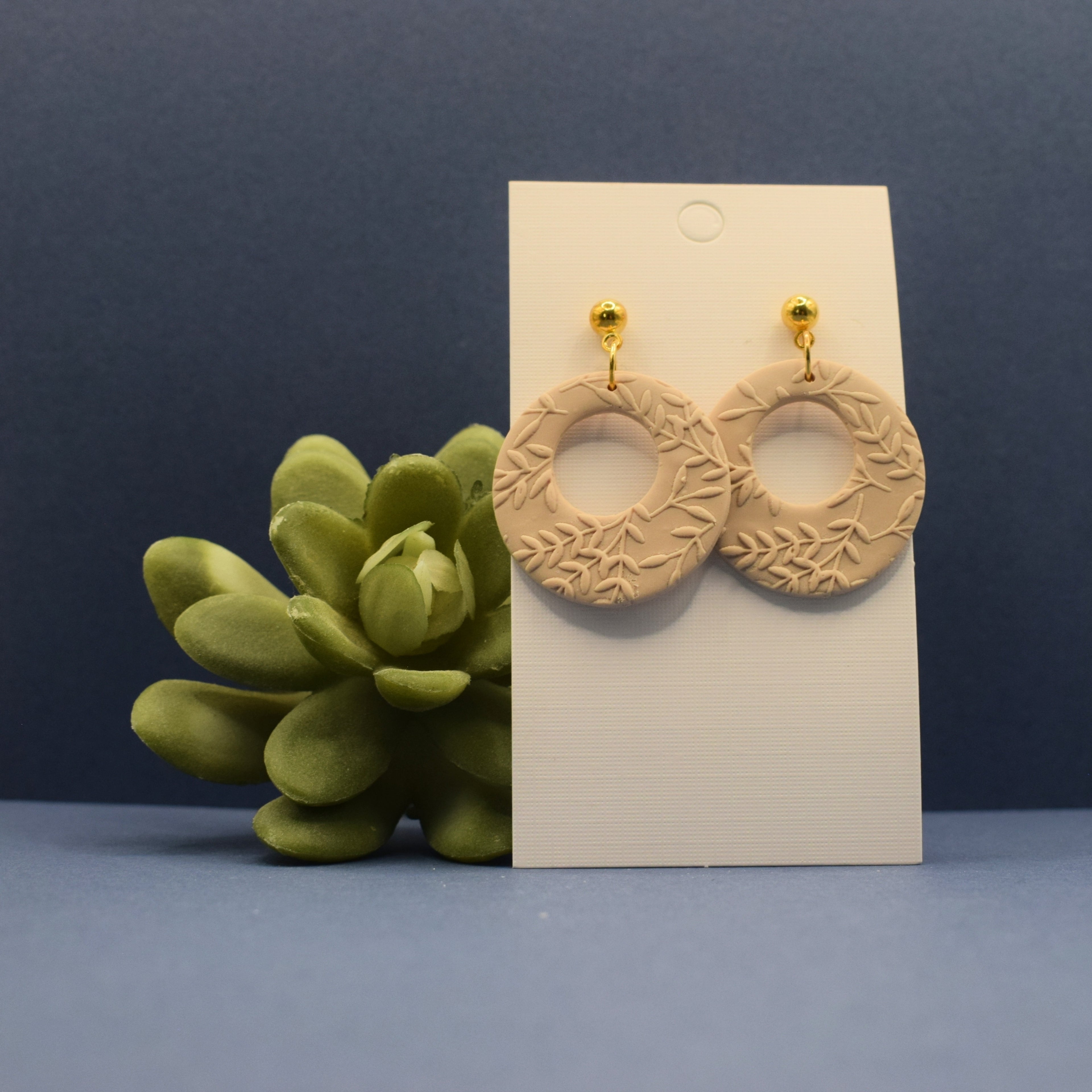 Botanical Hoop Drop Polymer Clay Earrings