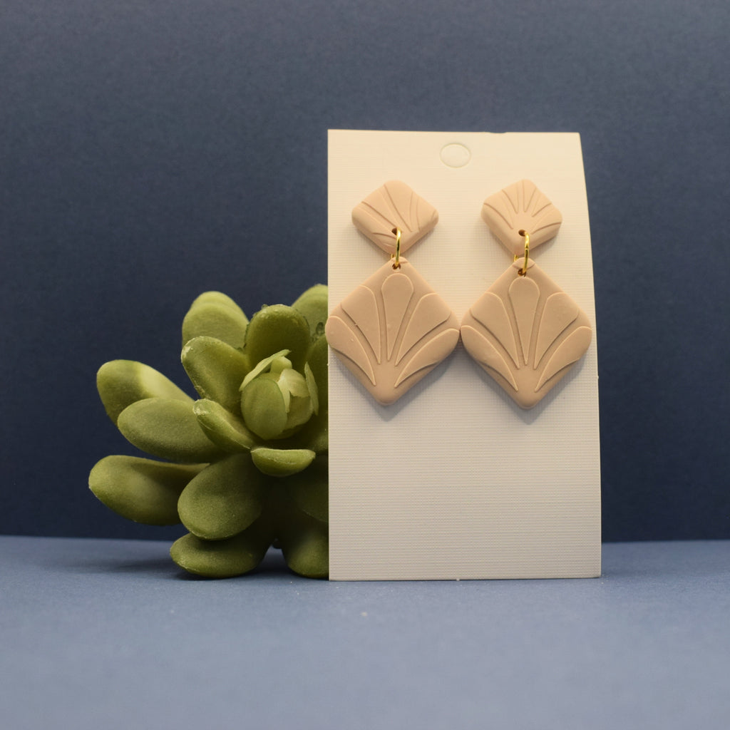 Shell Fan Drop Polymer Clay Earrings