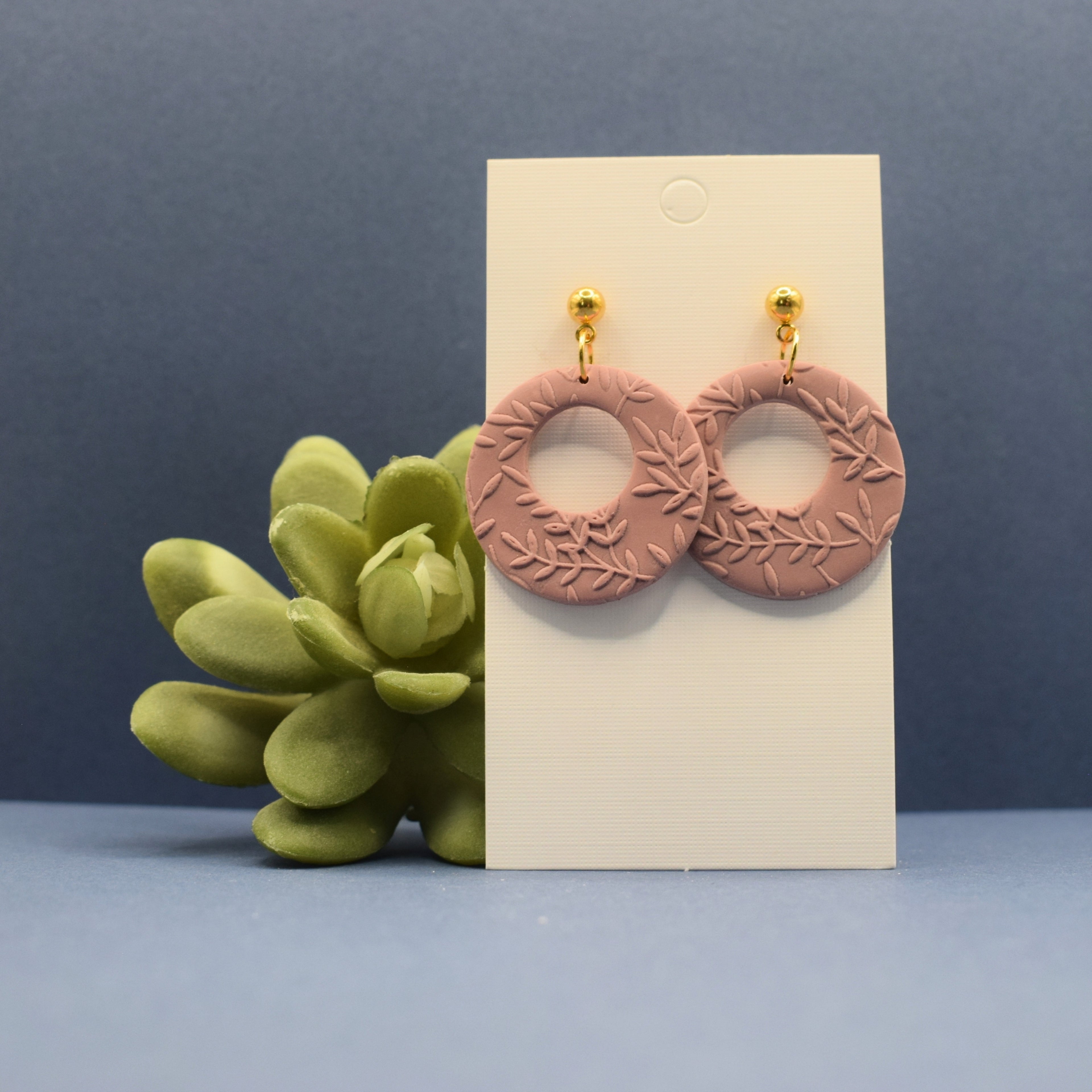Botanical Hoop Drop Polymer Clay Earrings