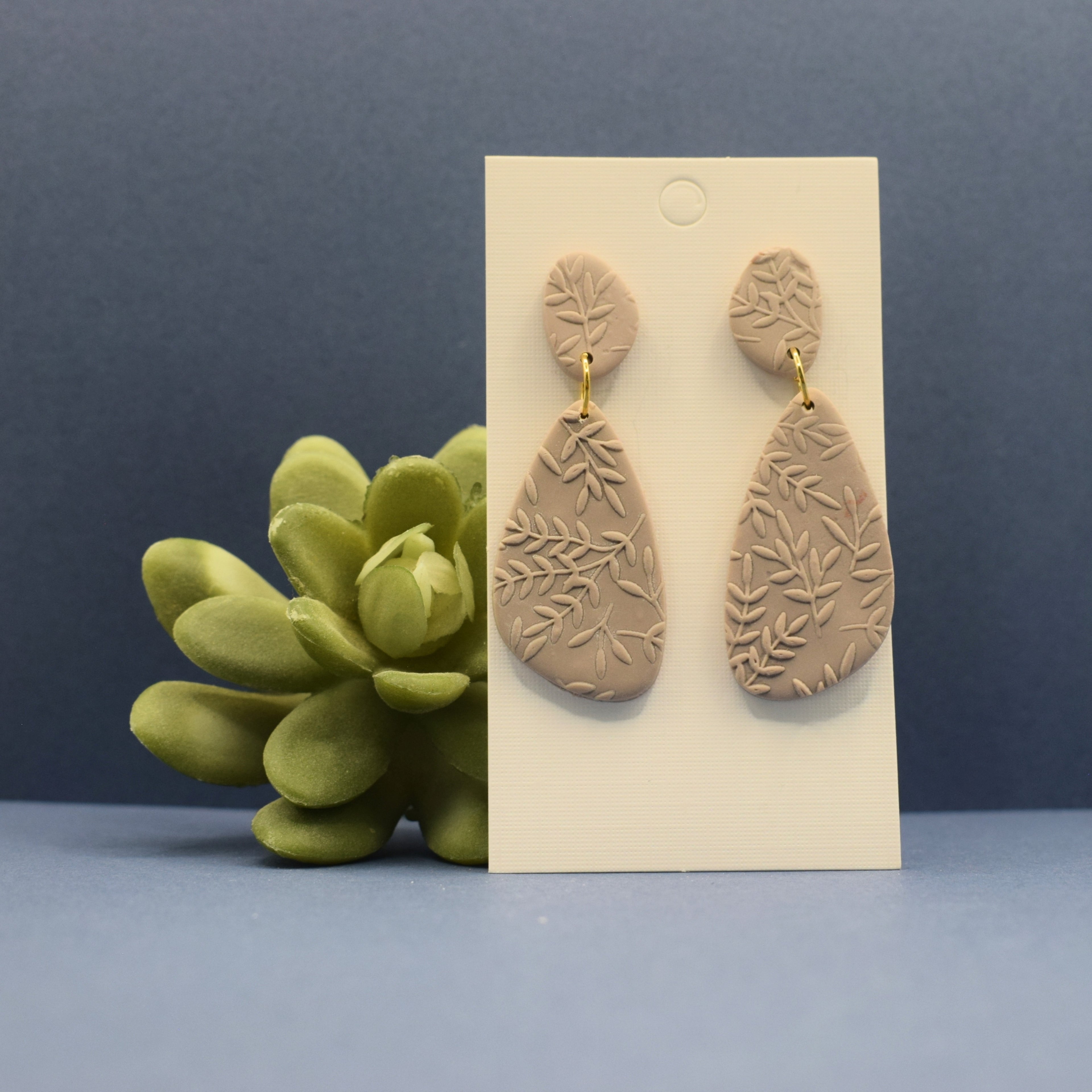Botanical Pebble Polymer Clay Earrings