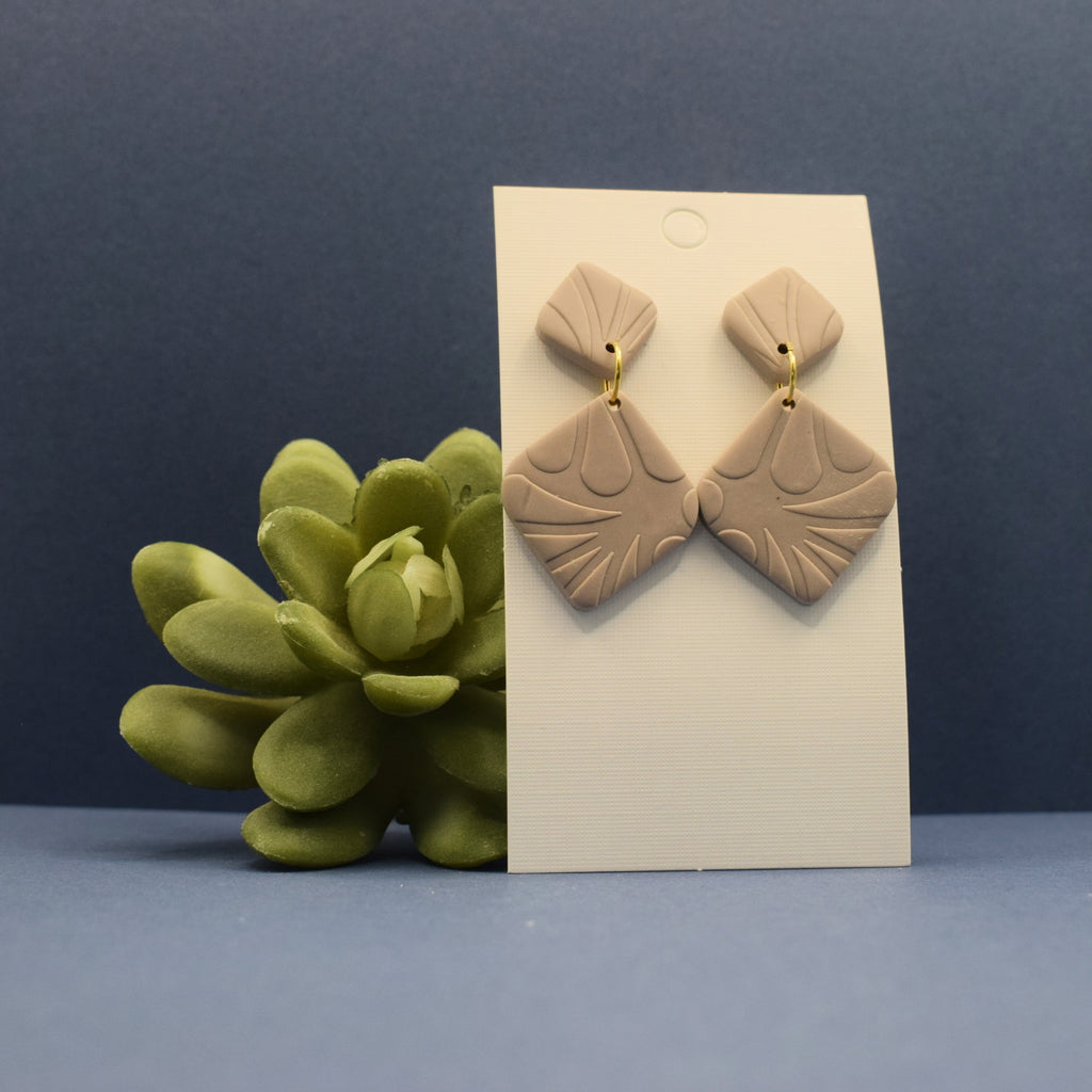 Shell Fan Drop Polymer Clay Earrings
