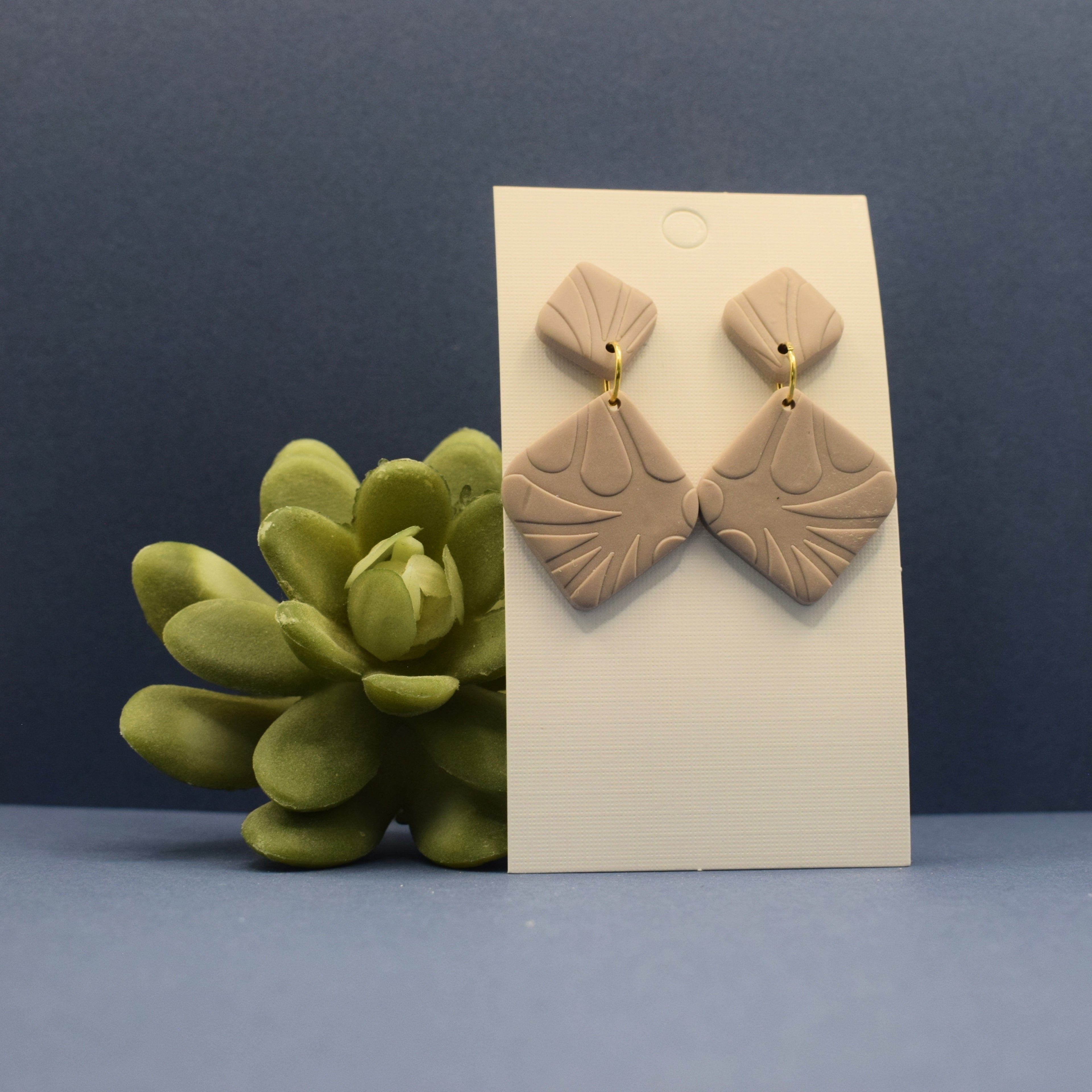 Shell Fan Drop Polymer Clay Earrings