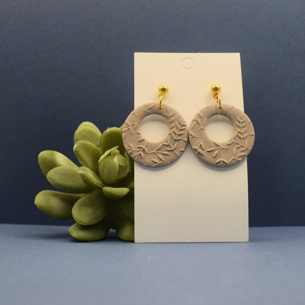 Botanical Hoop Drop Polymer Clay Earrings