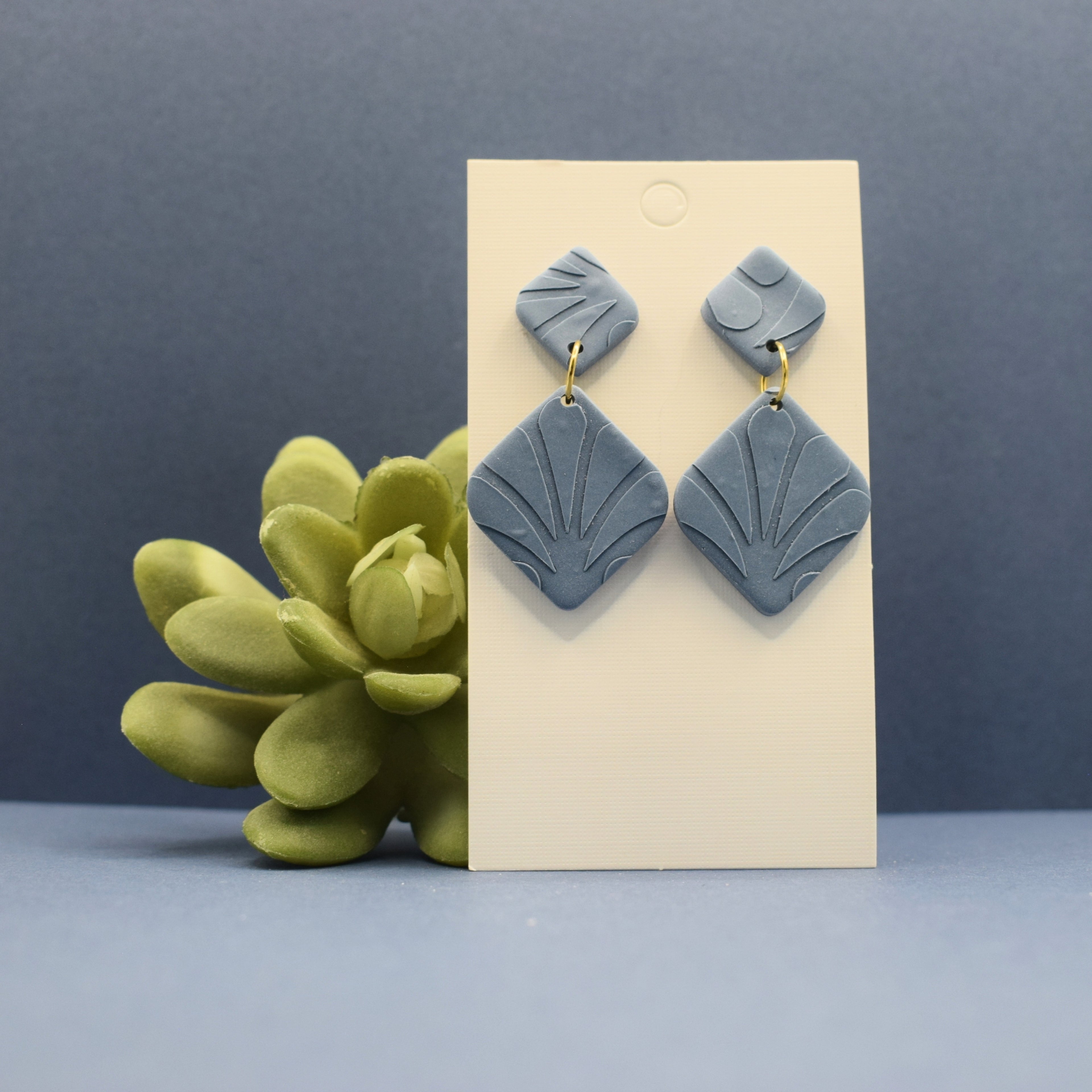 Shell Fan Drop Polymer Clay Earrings