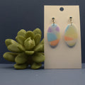 Terrazzo Oval Drop Earrings Pastel – handmade polymer clay oval drop earrings in soft pastel colours