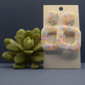 Terrazzo Square Frame Drop Earrings Pastel – chunky handmade polymer clay square frame earrings in soft pastel colours