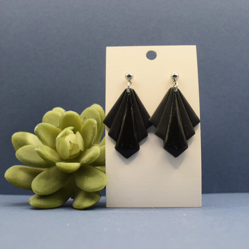 Pleated Fan Drop Earrings