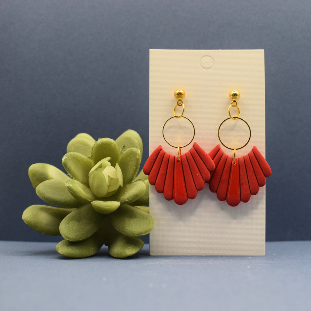 Fan Drop Hoop Earrings