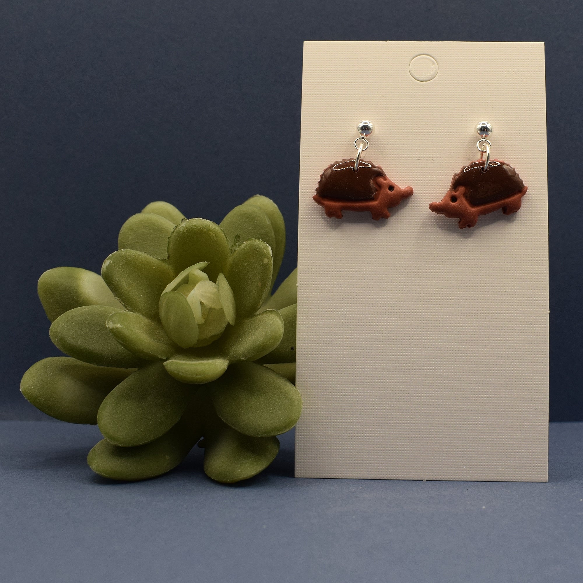 Hedgehog Dangle Earrings - Terracotta