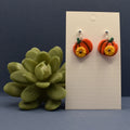 Pumpkin & Sunflower Dangle Earrings - Orange