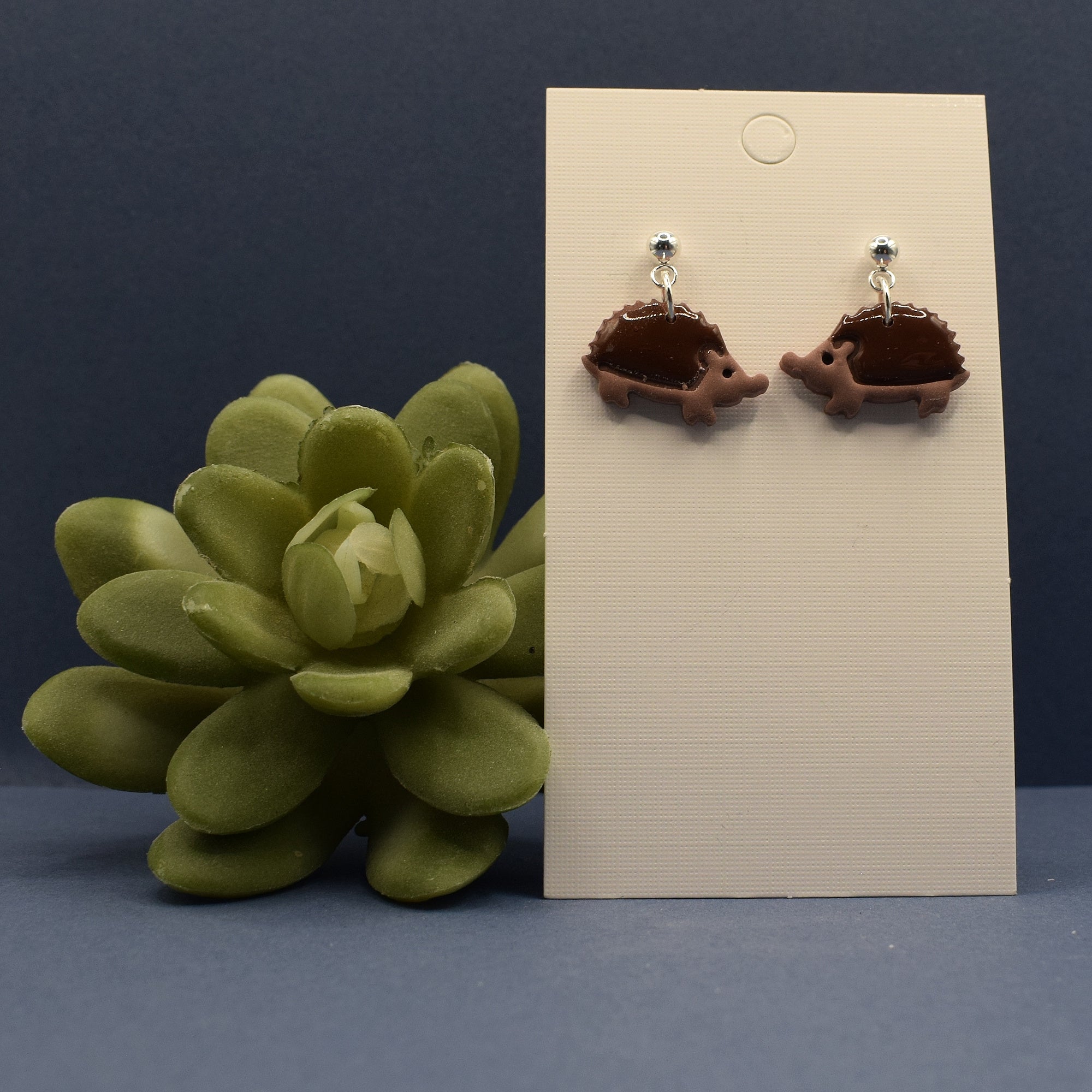 Hedgehog Dangle Earrings - Mocha