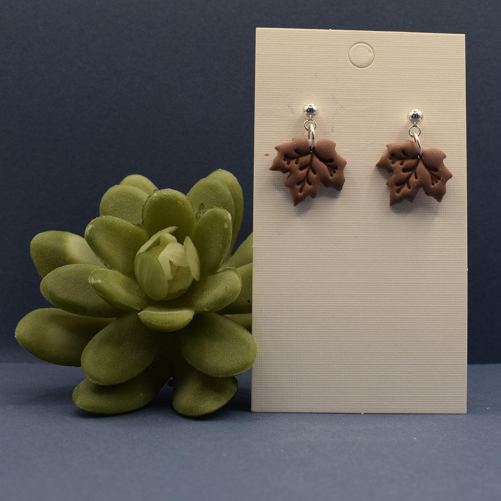 Maple Leaf Dangle Earrings - Mocha