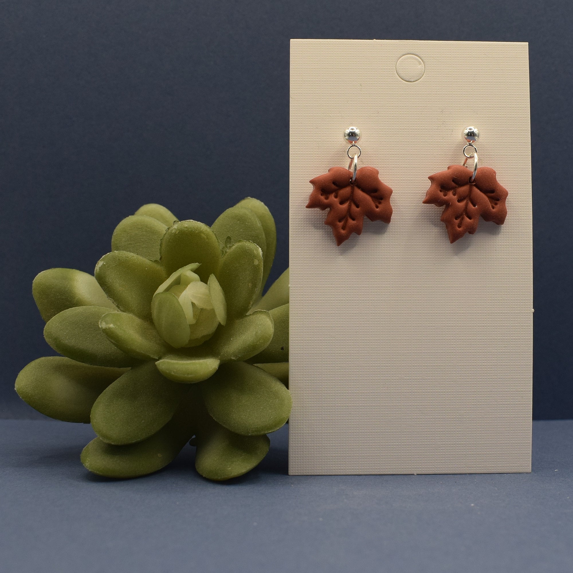 Maple Leaf Dangle Earrings - Terracotta