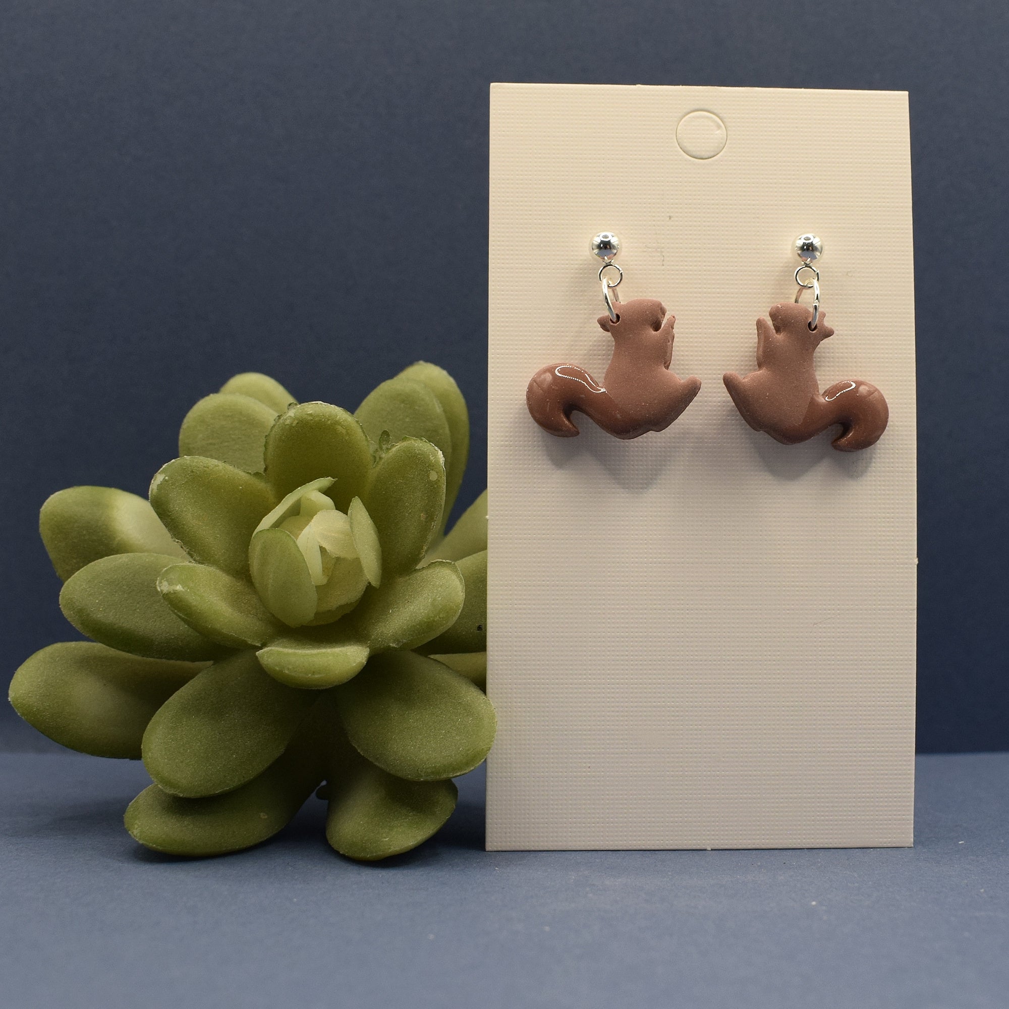 Squirrel Dangle Earrings - Taupe