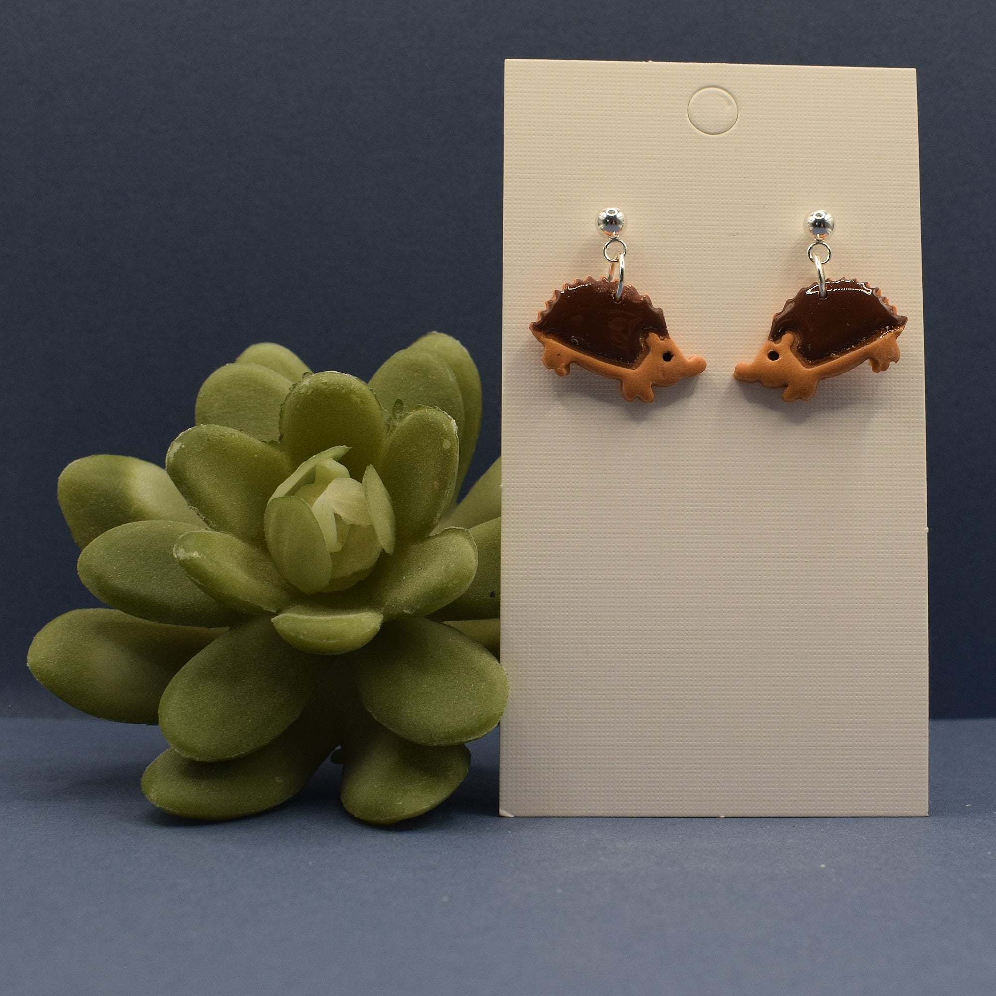 Hedgehog Dangle Earrings - Toffee