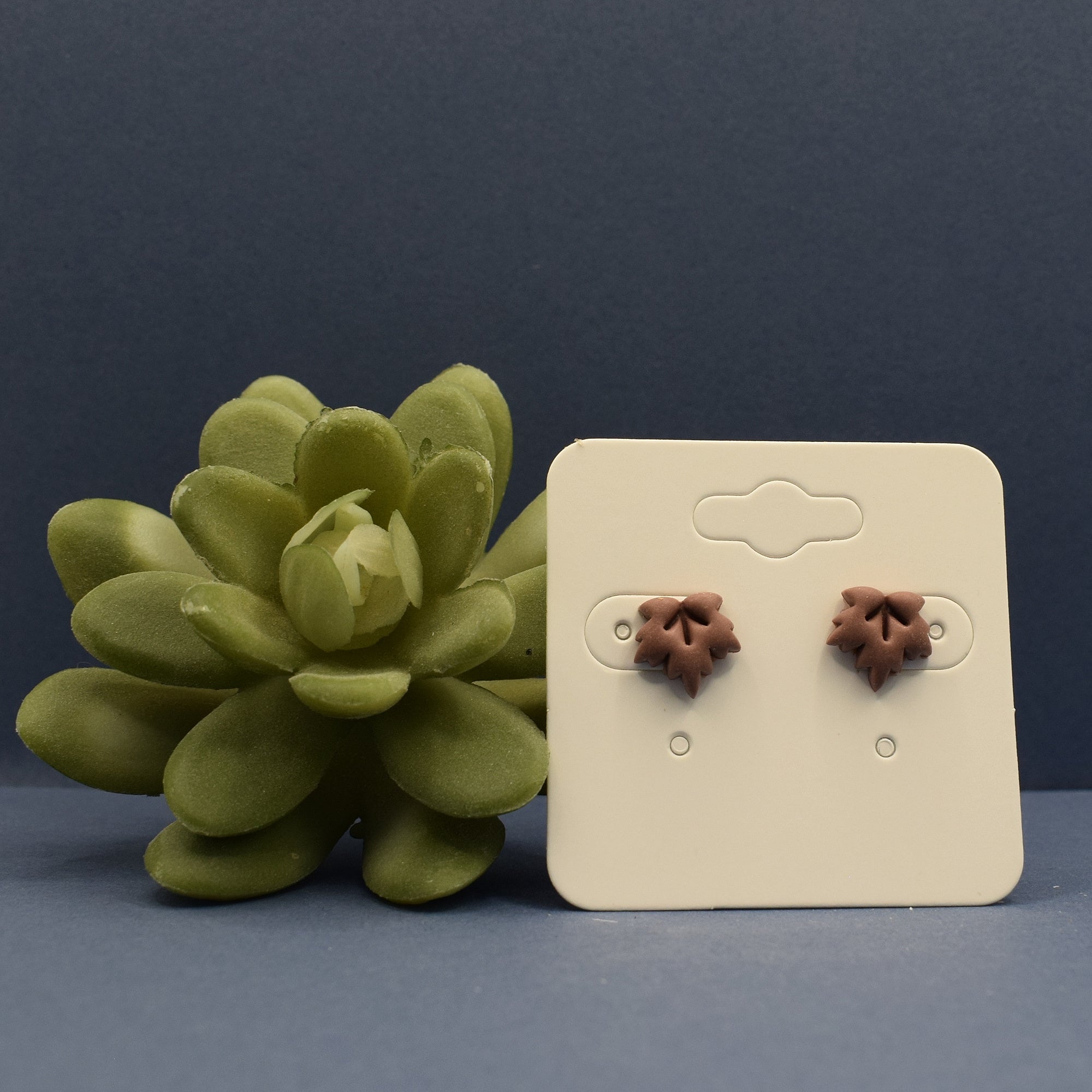 Maple Leaf Stud Earrings - Mocha