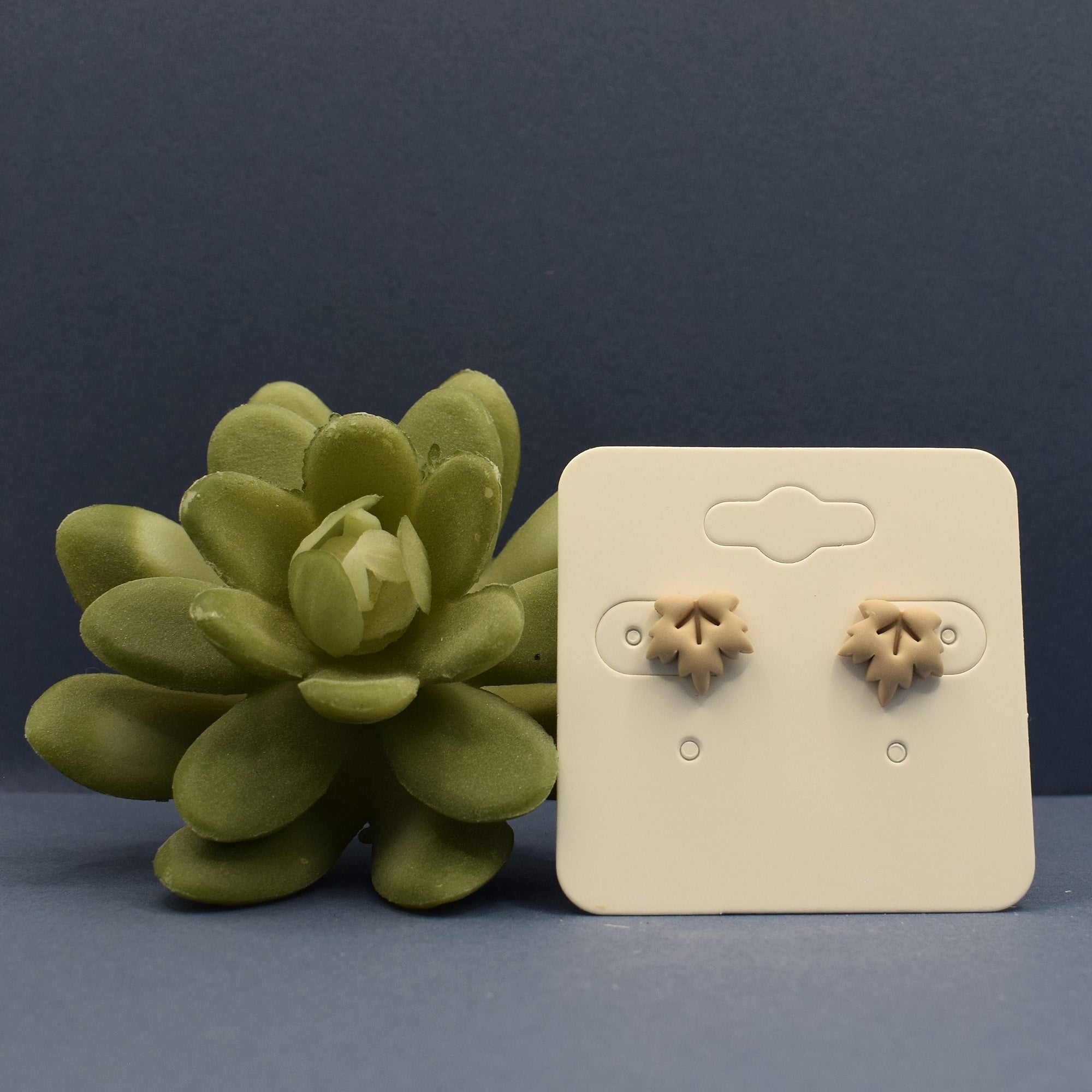Maple Leaf Stud Earrings - Cream